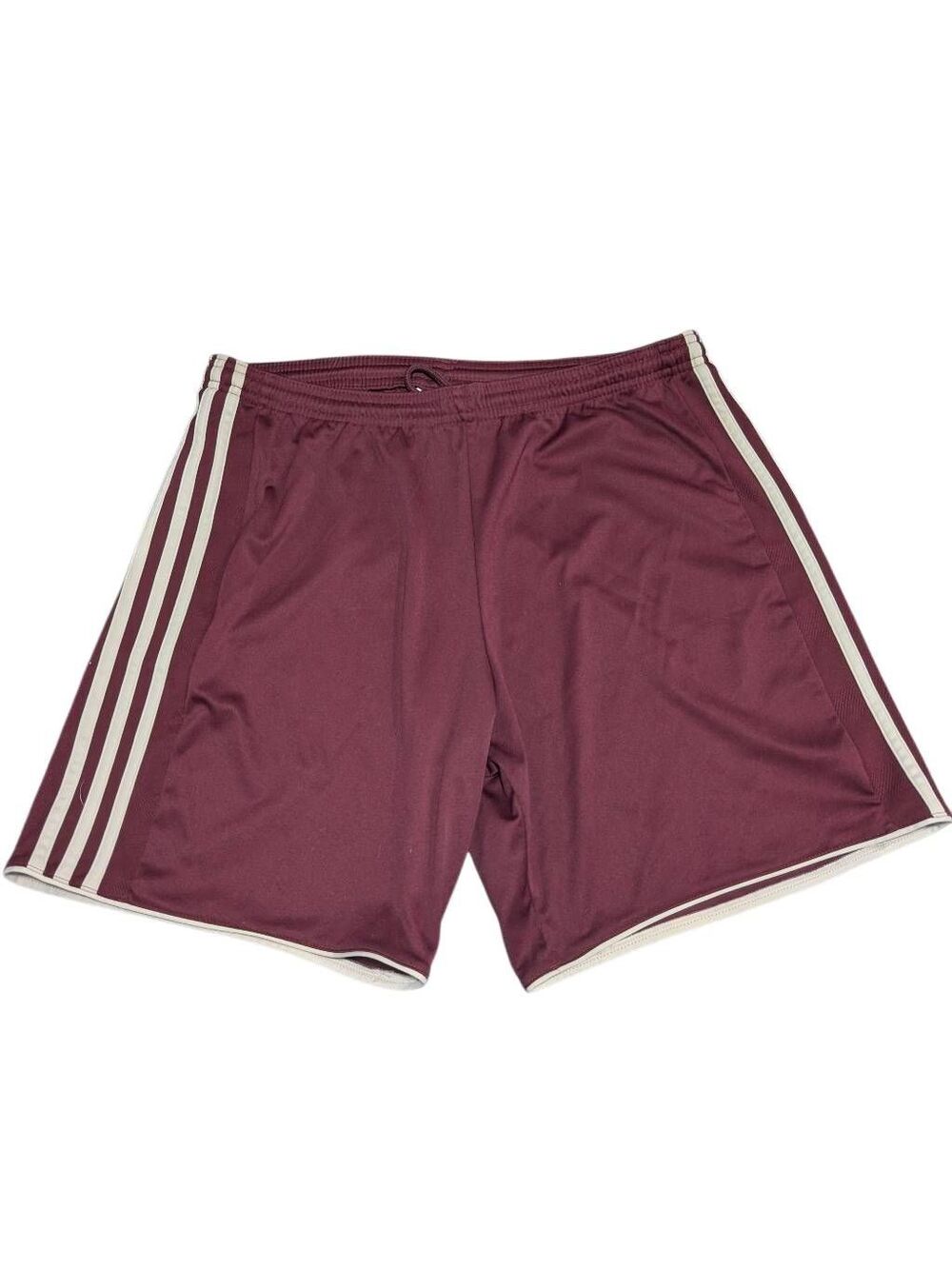 adidas Maroon Athletic Shorts with White Stripes